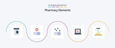 apotek element platt 5 ikon packa Inklusive . labb. medicinsk. medicinsk. medicin vektor