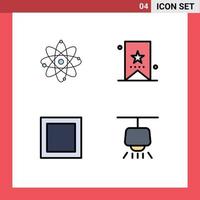 4 fylld linje platt Färg begrepp för webbplatser mobil och appar atom ui kemi bokmärke maximera redigerbar vektor design element
