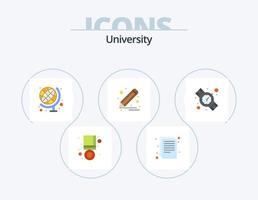 universitet platt ikon packa 5 ikon design. tid. skriva. utbildning. penna. dra vektor