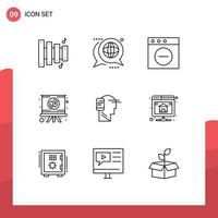 9 kreativ Symbole modern Zeichen und Symbole von Mensch Kommunikation App Romantik Liebe editierbar Vektor Design Elemente