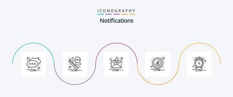 Benachrichtigungen Linie 5 Symbol Pack einschließlich . Benachrichtigung. Botschaft. Uhr. Benachrichtigung vektor