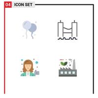 einstellen von 4 modern ui Symbole Symbole Zeichen zum Ballon Kamera Brücke industriell Profil editierbar Vektor Design Elemente