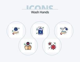 tvätta händer linje fylld ikon packa 5 ikon design. medicinsk. tvättning. tvål. medicinsk. sjukvård vektor