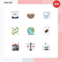 uppsättning av 9 modern ui ikoner symboler tecken för klot natur parad påsk knoppar redigerbar vektor design element