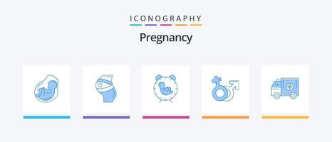 graviditet blå 5 ikon packa Inklusive venus. barn. gravid. födelse. tid. kreativ ikoner design vektor