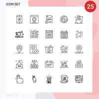uppsättning av 25 modern ui ikoner symboler tecken för matlagning medicinsk elektronisk signatur univers internet redigerbar vektor design element