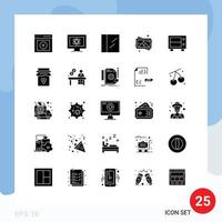 Pack von 25 modern solide Glyphen Zeichen und Symbole zum Netz drucken Medien eine solche wie Frühstück Geld Kokain Anzahlung Gemälde editierbar Vektor Design Elemente