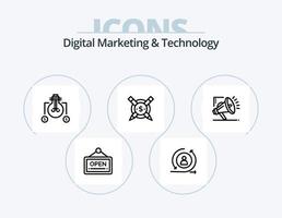 Digital Marketing und Technologie Linie Symbol Pack 5 Symbol Design. streamen. Marketing. organisch. Handy, Mobiltelefon Werbung Werbung vektor