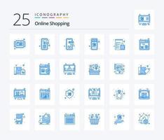 online Einkaufen 25 Blau Farbe Symbol Pack einschließlich Zwischenablage. Wagen. Einkaufen. online Geschäft. Einkaufen vektor