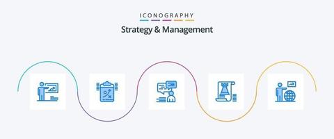 strategi och förvaltning blå 5 ikon packa Inklusive torn. dokumentera. taktik. man. Stöd vektor