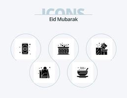 eid mubarak glyf ikon packa 5 ikon design. meddelande. firande. te. eid. namaz vektor