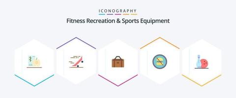 kondition rekreation och sporter Utrustning 25 platt ikon packa Inklusive bantning. förbjudna. skridsko styrelse. förbjuda. Gym vektor