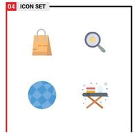 4 tematiska vektor platt ikoner och redigerbar symboler av väska Kontakt affär kök jord redigerbar vektor design element