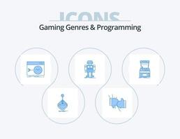 gaming genrer och programmering blå ikon packa 5 ikon design. robot. autonom. bekämpa. terminal. rot vektor