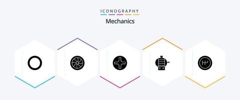 mekanik 25 glyf ikon packa Inklusive . stift. . växla vektor