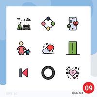 Lager Vektor Symbol Pack von 9 Linie Zeichen und Symbole zum zurück zu Schule Mama medizinisch Kind Kind editierbar Vektor Design Elemente