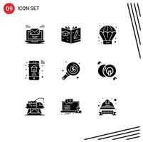 Lager Vektor Symbol Pack von 9 Linie Zeichen und Symbole zum Suche finden kreativ echt Nachlass Clever editierbar Vektor Design Elemente