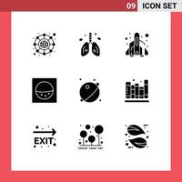uppsättning av 9 modern ui ikoner symboler tecken för Plats bana raket astronomi maskin redigerbar vektor design element