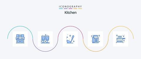 kök blå 5 ikon packa Inklusive kök. mat. mat. laga mat. paket vektor
