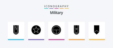 Militär- Glyphe 5 Symbol Pack einschließlich eins. Insignien. Insignien. Diamant. Militär. kreativ Symbole Design vektor