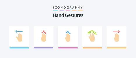 Hand Gesten eben 5 Symbol Pack einschließlich mehrere berühren. Hand. Finger. Gesten. hoch. kreativ Symbole Design vektor