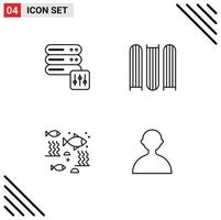 stock vektor ikon packa av 4 linje tecken och symboler för databas hav dokumentera fisk avatar redigerbar vektor design element