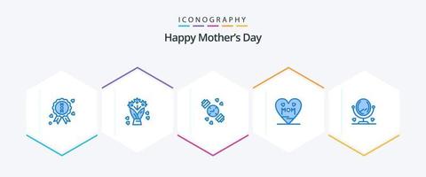 glücklich Mütter Tag 25 Blau Symbol Pack einschließlich . Innere. Timer. Möbel. Mutter vektor