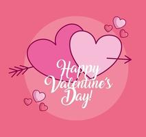 Valentinstagfeier mit Herzen und Pfeil vektor