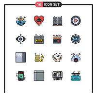 uppsättning av 16 modern ui ikoner symboler tecken för se öga ljud spelare musik redigerbar kreativ vektor design element