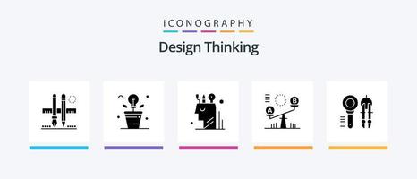 Design Denken Glyphe 5 Symbol Pack einschließlich Wippe. Gleichgewicht. Licht. stationär. Geist. kreativ Symbole Design vektor