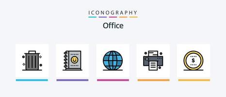 kontor linje fylld 5 ikon packa Inklusive . seo. stämpel. kontor. kontor. kreativ ikoner design vektor