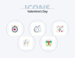 valentines dag platt ikon packa 5 ikon design. engagemang. äktenskap. klocka. engagemang. roman vektor