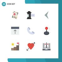 9 Universal- eben Farbe Zeichen Symbole von Telefon Seite Pfeil Layout Gitter editierbar Vektor Design Elemente