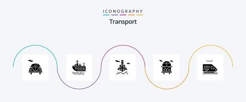 Transport Glyphe 5 Symbol Pack einschließlich . Transport. Tunnel. Zug vektor