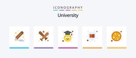 Universität eben 5 Symbol Pack einschließlich spielen. Schutz. Eule. Zugang. Buch. kreativ Symbole Design vektor