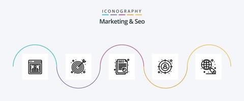 Marketing und SEO Linie 5 Symbol Pack einschließlich . Internet. seo. Globus. Mann vektor
