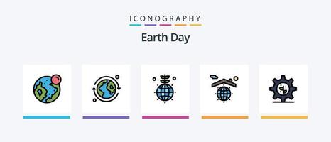 jord dag linje fylld 5 ikon packa Inklusive dag. grön. jord dag. värld. jorden. kreativ ikoner design vektor