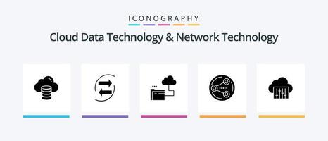 Wolke Daten Technologie und Netzwerk Technologie Glyphe 5 Symbol Pack einschließlich Medien. teilen. Geld. Aktie. Lagerung. kreativ Symbole Design vektor