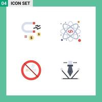 einstellen von 4 Vektor eben Symbole auf Gitter zum anziehen Reise Magnet Codierung Entwerfen editierbar Vektor Design Elemente