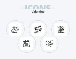 valentine linje ikon packa 5 ikon design. kopp. par. kort. kärlek. kärlek chatt vektor