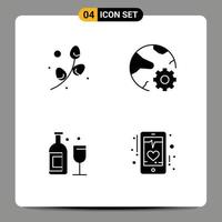 4 kreativ ikoner modern tecken och symboler av plent alkohol Semester internet dryck redigerbar vektor design element