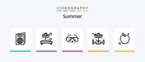 Sommer- Linie 5 Symbol Pack einschließlich . gesund. Botschaft. Rabatt. kreativ Symbole Design vektor