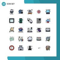 piktogram uppsättning av 25 enkel fylld linje platt färger av server kinesisk Tillbehör Kina blomma redigerbar vektor design element
