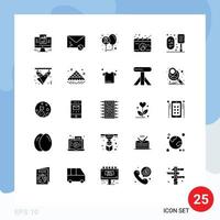 einstellen von 25 modern ui Symbole Symbole Zeichen zum Kaffee Kalender SMS Welt Tag editierbar Vektor Design Elemente