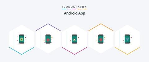android app 25 platt ikon packa Inklusive telefon. app. stänga. säkerhet. data vektor