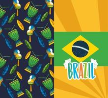 brasilianische Karnevalsfeier mit Flagge vektor