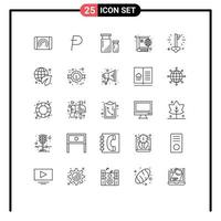 Universal- Symbol Symbole Gruppe von 25 modern Linien von Geschäft Internet Codierung Globus Farbe editierbar Vektor Design Elemente