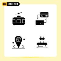 einstellen von 4 modern ui Symbole Symbole Zeichen zum Kabel Auto Geschäft Tourismus Kasse Ort editierbar Vektor Design Elemente