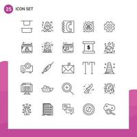 25 Universal- Linie Zeichen Symbole von Ausrüstung Verkauf Kommunikation Preis groß Deal editierbar Vektor Design Elemente