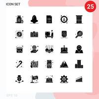 25 solide Glyphe Konzept zum Websites Handy, Mobiltelefon und Apps die Architektur Suche Nase Mitarbeiter Datei editierbar Vektor Design Elemente